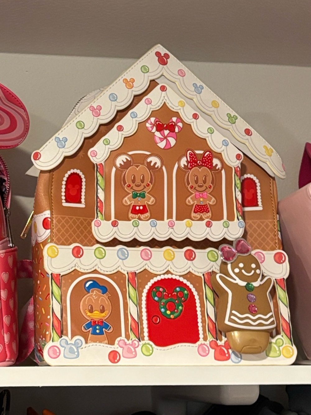 Loungefly Pink Minnie & Mickey Heart Bow Mini Backpack